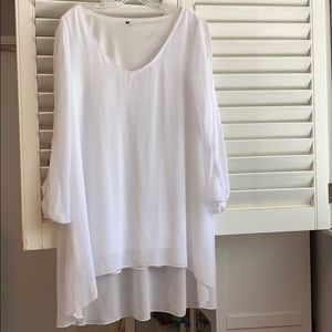 Bikini Cover Up Dress SLIP White Small Flowey